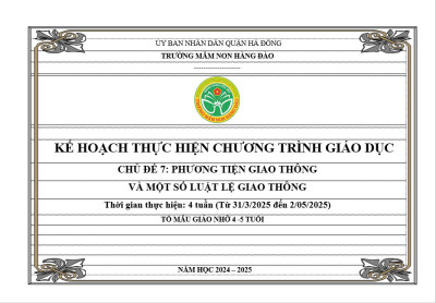 Kế hoạch thực hiện chương trình giáo dục chủ đề 7 lứa tuổi MGN