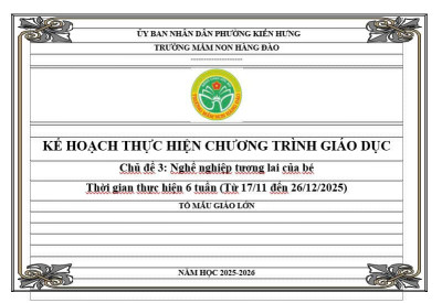 Kế hoạch thực hiện chương trình giáo dục chủ đề 3 lứa tuổi MGL
