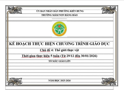 Kế hoạch thực hiện chương trình giáo dục chủ đề 4 lứa tuổi MGL