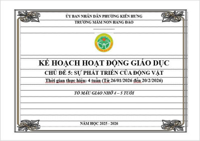 KẾ HOẠCH THỰC HIỆN CHƯƠNG TRÌNH GIÁO DỤC CHỦ ĐỀ 5 TỔ MẪU GIÁO NHỠ