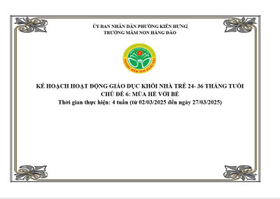 KẾ HOẠCH THỰC HIỆN CHƯƠNG TRÌNH GIÁO DỤC CHỦ ĐỀ 6 TỔ NHÀ TRẺ