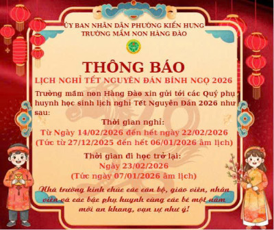 THÔNG BÁO NGHỈ TẾT NGUYÊN ĐÁN BÍNH NGỌ 2026