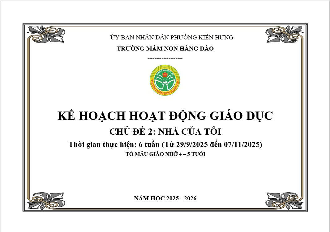 KẾ HOẠCH THỰC HIỆN CHƯƠNG TRÌNH GIÁO DỤC CHỦ ĐỀ 2 LỨA TUỔI MẪU GIÁO NHỠ