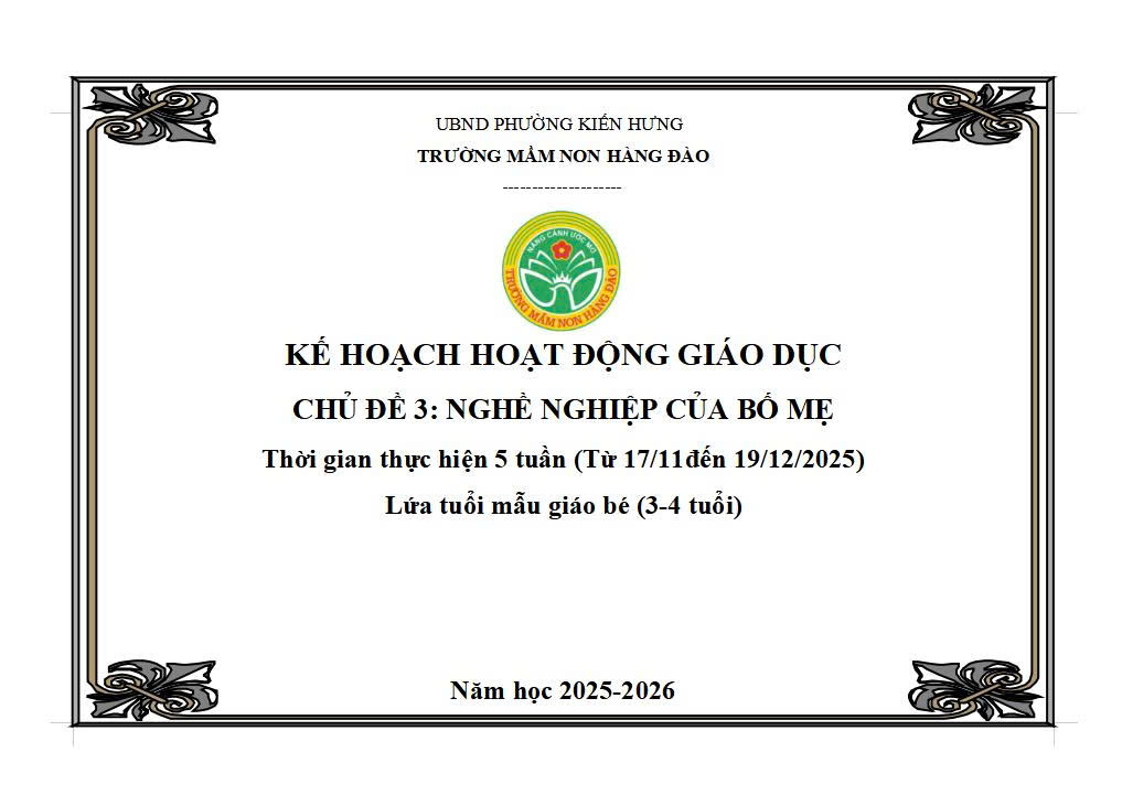 Kế hoạch thực hiện chương trình giáo dục chủ đề 3 lứa tuổi MGB
