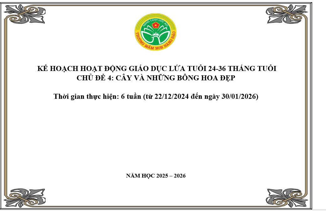 Kế hoạch thực hiện chương trình giáo dục chủ đề 4 lứa tuổi nhà trẻ