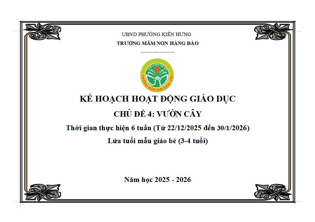 Kế hoạch thực hiện chương trình giáo dục chủ đề 4 lứa tuổi MGB