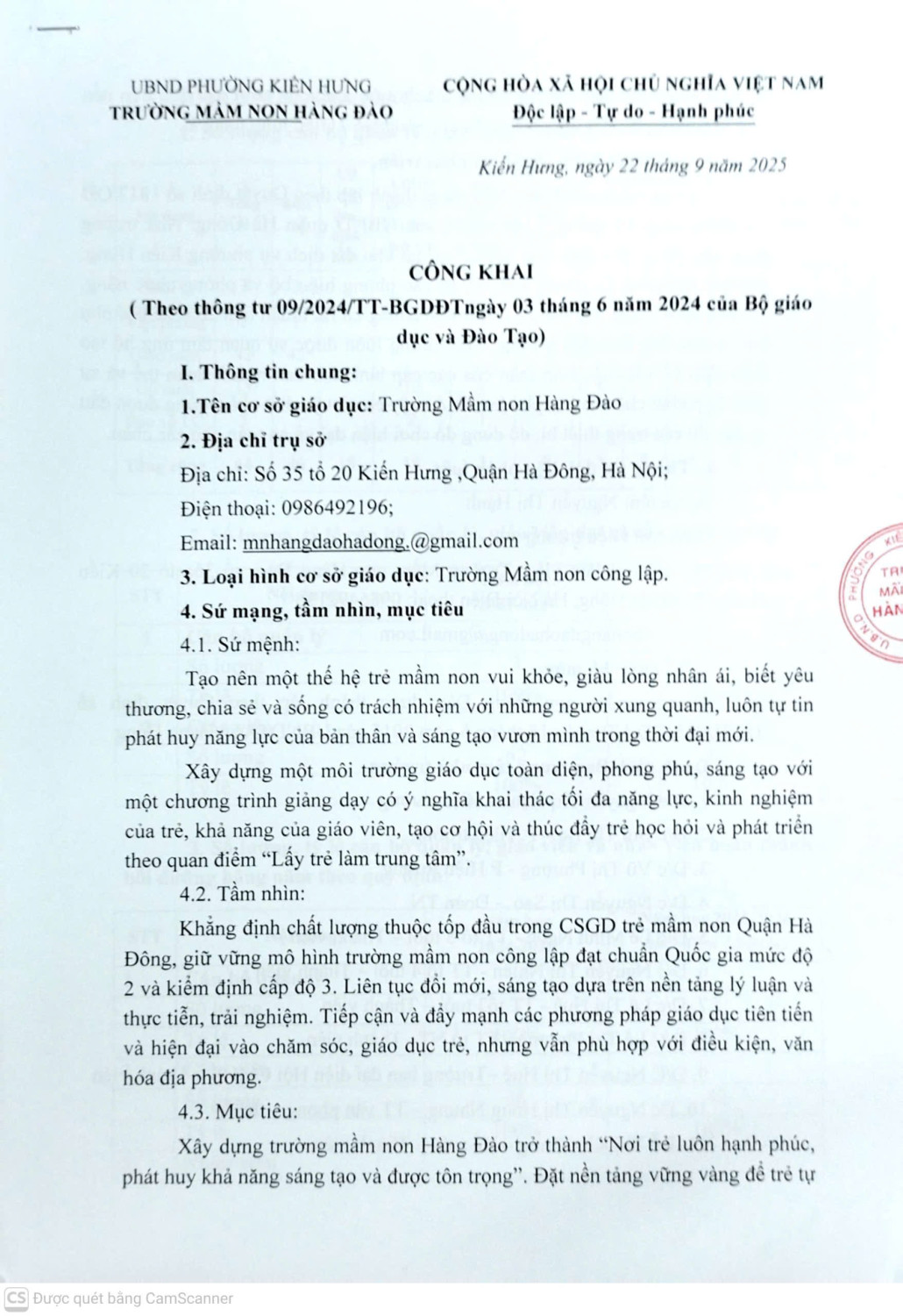 CÔNG KHAI THEO THÔNG TƯ 09 NĂM HỌC 2025 -2026